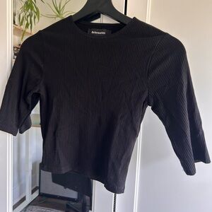 Reformation Charcoal Ribbed Knit Top